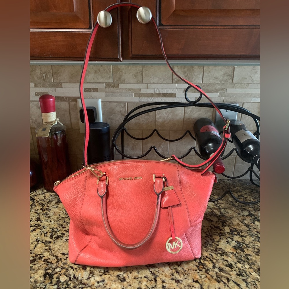 Michael Kors Ciara Flame Leather Handbag